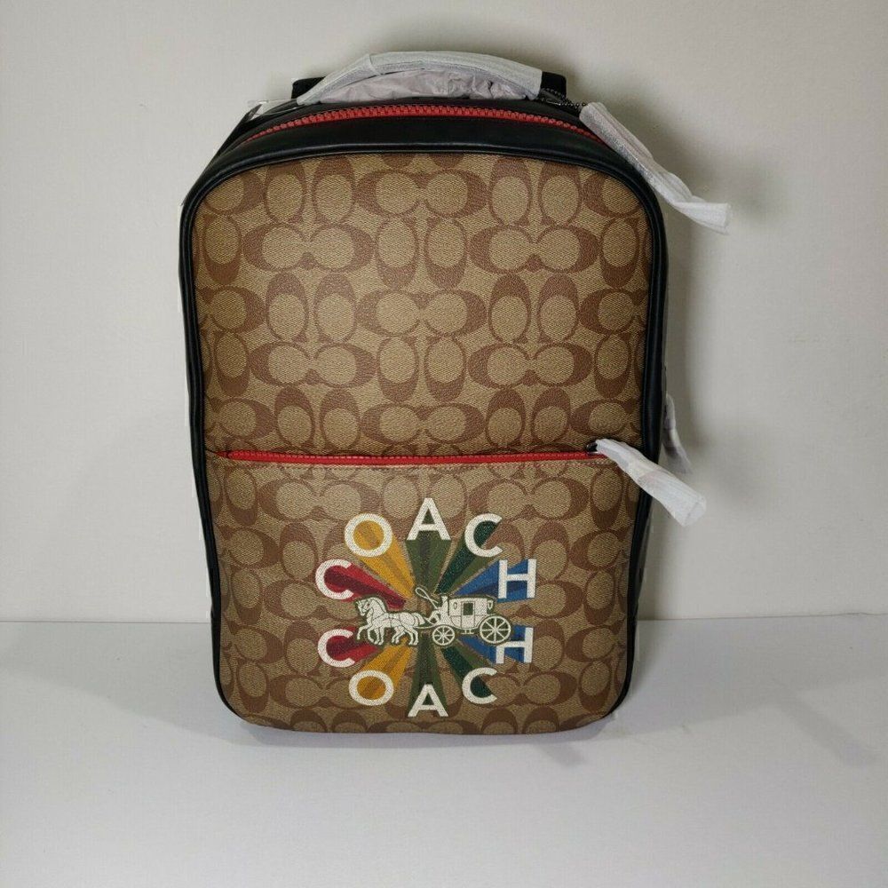 NWT C6856 Coach Westway Backpack In Signature Canvas Radial Rainbow